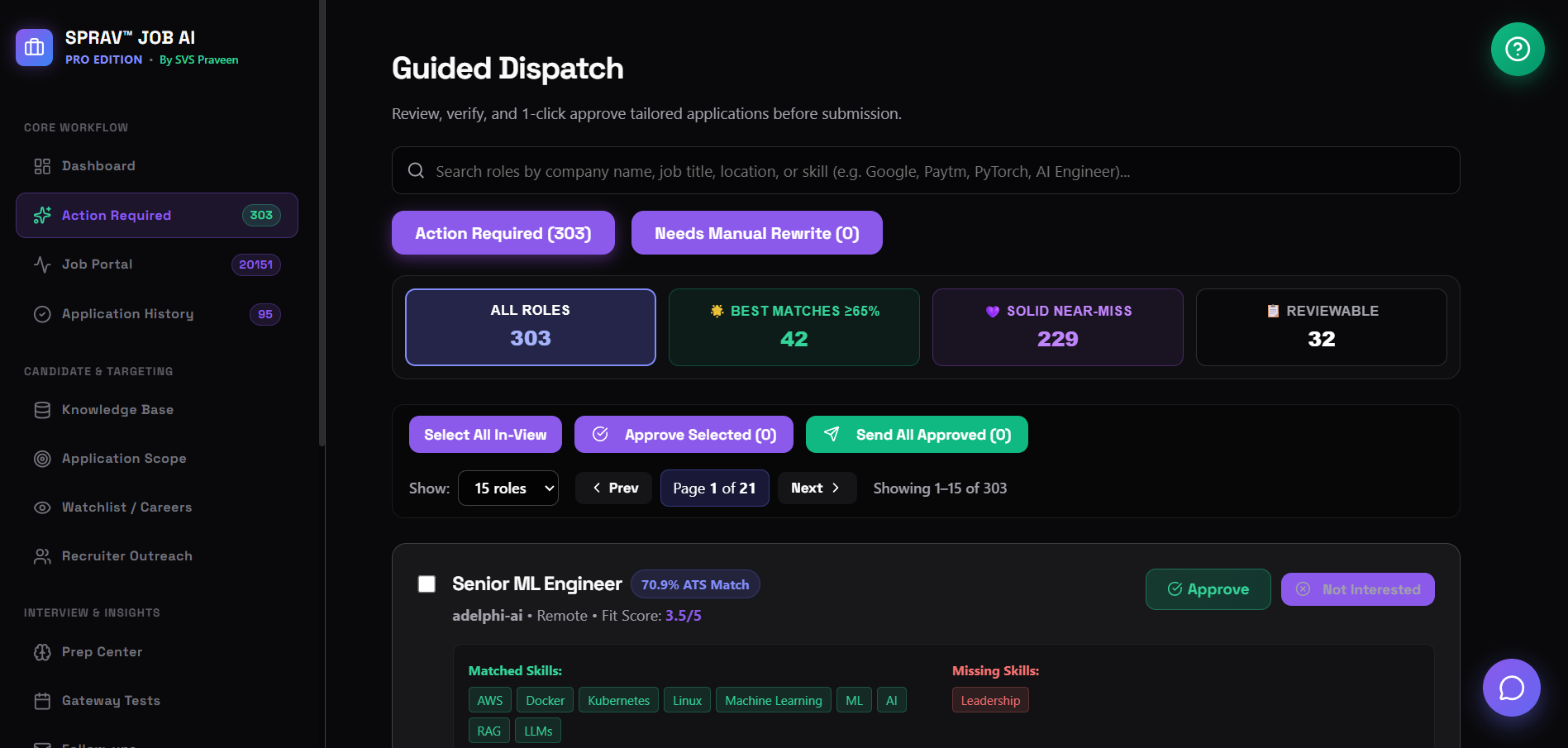 Guided 1-Click Dispatch
